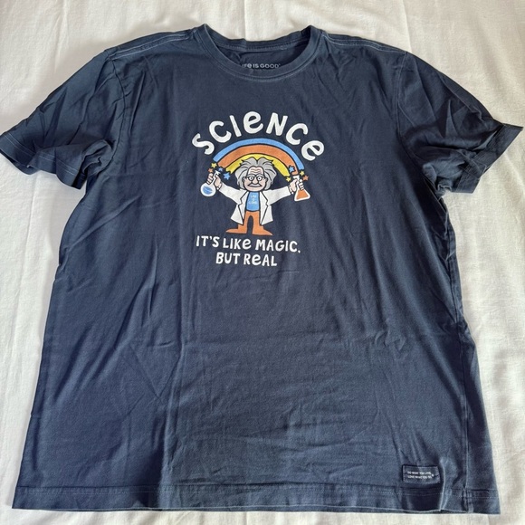 Life Is Good Other - Life Is Good Crusher Tee Mens Size L Blue Cotton “Science Like Magic But Real”